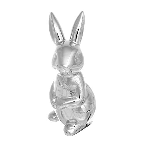 Brillibrum Design Figur Deko Hase Porzellan Silber-Farben Deko Für Ostern Prorzellanfigur Osterhase Stehend von Brillibrum