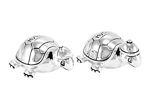 Brillibrum Design Zahndose + Lockendose Geschenk Set Schildkröte Versilbert Anlaufgeschützt Taufe Geburt Baby Erster Zahn Für Mädchen & Jungen (Zahn-und Haardose ohne Gravur) von Brillibrum