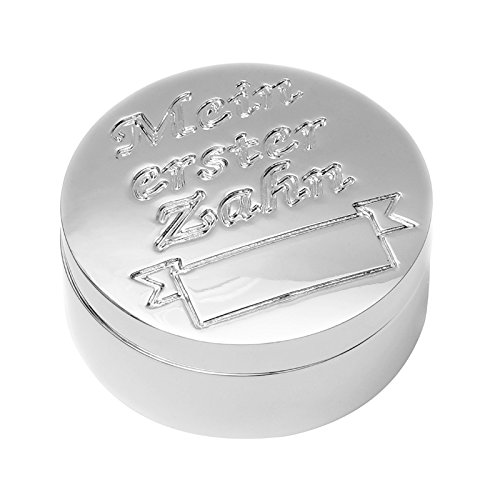 Brillibrum Design Zahndose Milchzahndose erster Zahn mit Namen personalisiert Aufbewahrungsbox für Kinder Zahndose Silber mit Gravur von Brillibrum