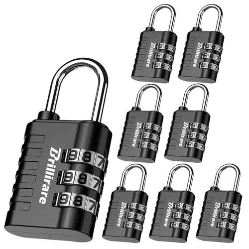 Brillirare 8 Stück Vorhängeschloss, Zahlenschloss 3 Stellig Gepäckschlösser Mit Zahlencode Metall, Schloss mit Zahlencode Wetterfest für Rucksack, Turnschrank, Haspel, Zaun, Tor, Koffer (Schwarz) Brillirare 8 Stück Vorhängeschloss, Zahlenschloss 3 Stellig Gepäckschlösser Mit Zahlencode Metall, Schloss mit Zahlencode Wetterfest für Rucksack, Turnschrank, Haspel, Zaun, Tor, Koffer (Schwarz) von Brillirare