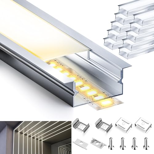 Brillivanture Alu LED Profil 10 x 2m U-Form, inkl. LED Diffusor & Abdeckung, passend für 12.4 mm Strip, 10 x milchige Cover, indirektes Licht, LEDAluminium Profil, Schiene 2m Brillivanture Alu LED Profil 10 x 2m U-Form, inkl. LED Diffusor & Abdeckung, passend für 12.4 mm Strip, 10 x milchige Cover, indirektes Licht, LEDAluminium Profil, Schiene 2m von Brillivanture