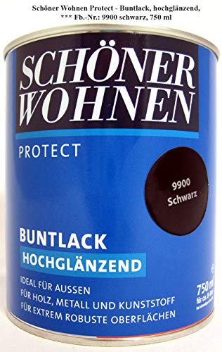 Protect Buntlack 750 ml, Fb.-Nr.: 9900 schwarz hochglänzend, Alkydharzlack SW von Brillux