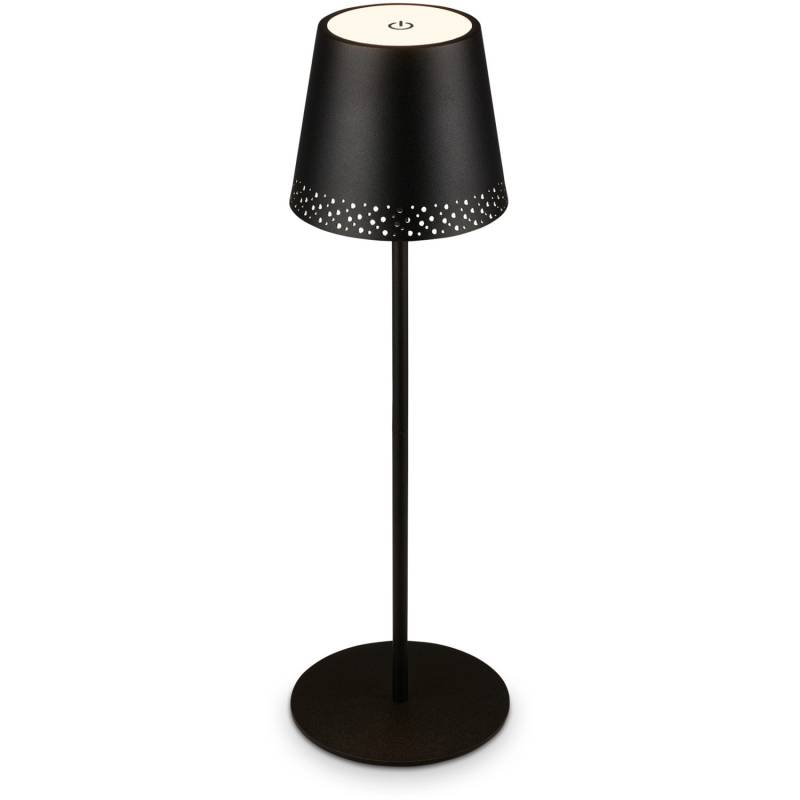 Brilo Akku-Tischleuchte mit Perforierung Schwarz 2,6W von Brilo