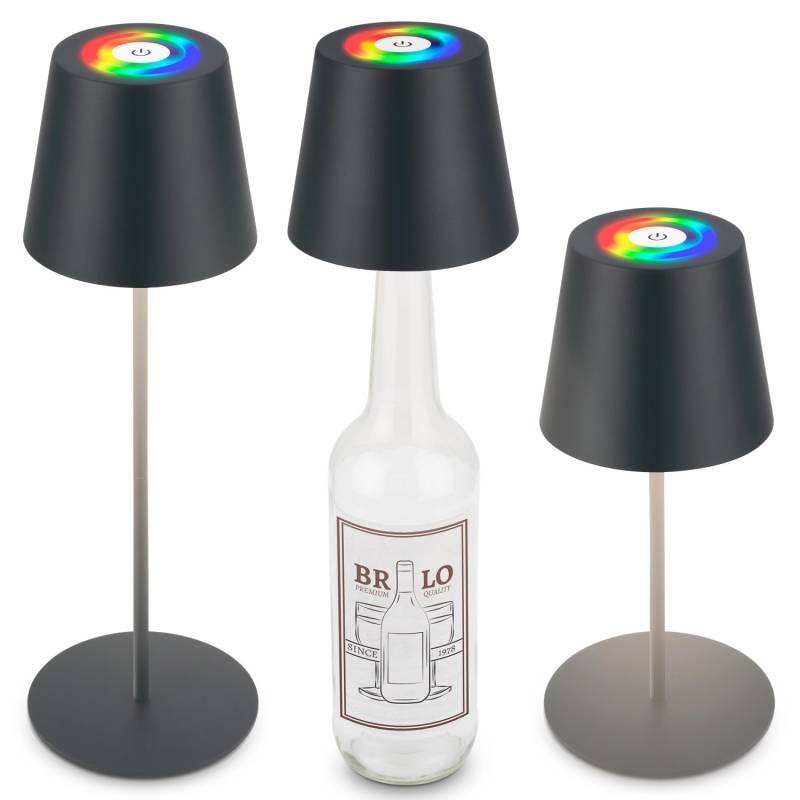 Brilo LED-Akku-Tischleuchte 3 in 1 Anthrazit 36 cm x 12 cm RGB von Brilo