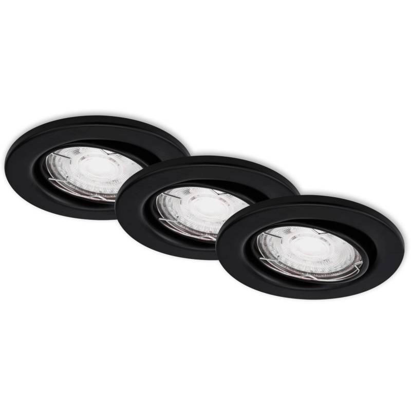 Brilo LED-Einbauleuchte Sten 3er-Set Matt-Schwarz von Brilo