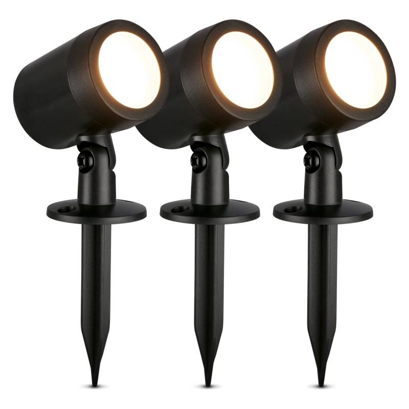 Brilo LED Gartenspieß-Set Ples IP54 Staub- Spritzschutz Schwenkbar Schwarz von Brilo