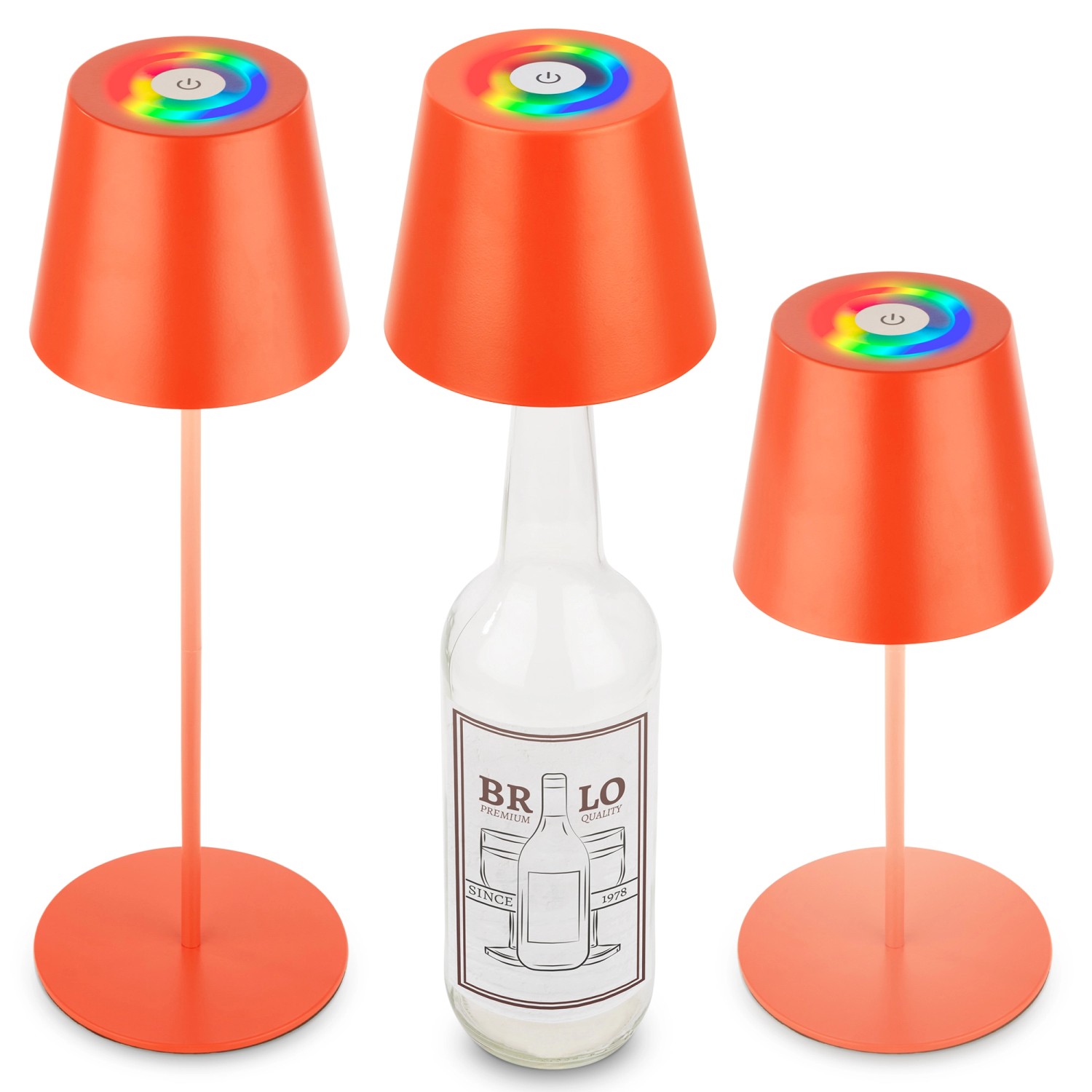 Brilo Tischleuchte mit Flaschenaufsatz 3 in 1 RGB Apricot Ø 12 cm x 36 cm Brilo Tischleuchte mit Flaschenaufsatz 3 in 1 RGB Apricot Ø 12 cm x 36 cm von Brilo