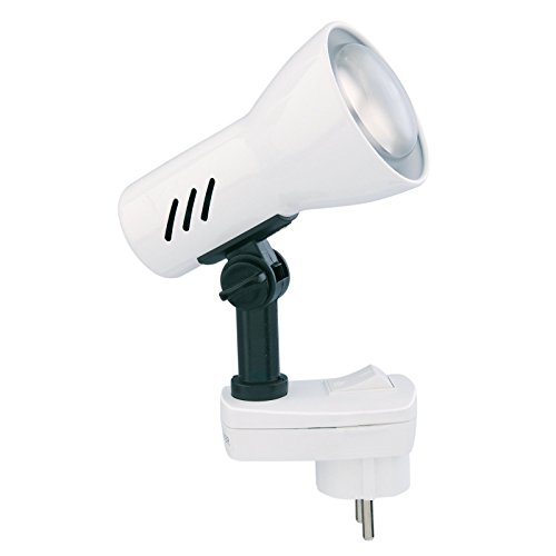 Briloner Leuchten Plug Light, E14 Socket Spot, 25W Leselampe, dreh- und schwenkbar, weiß, Metall, 25 W, 230 V, Höhe 10,5 cm von BRILONER