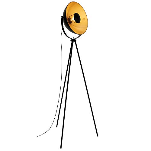 BRILONER - Stehlampe Retro mit Fußtaster, schwenkbar, E27 Fassung max. 60 Watt, Deko Wohnzimmer, Lampe, Leselampe, Wohnzimmerlampe, Deckenfluter, Stehleuchte Vintage, 58x34,5x148 cm, Schwarz-Gold BRILONER - Stehlampe Retro mit Fußtaster, schwenkbar, E27 Fassung max. 60 Watt, Deko Wohnzimmer, Lampe, Leselampe, Wohnzimmerlampe, Deckenfluter, Stehleuchte Vintage, 58x34,5x148 cm, Schwarz-Gold von BRILONER