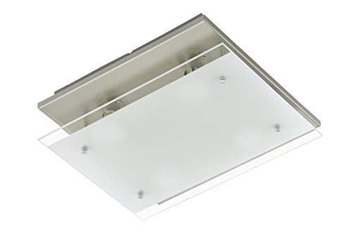 Briloner Leuchten 3596-042 A+, LED Deckenleuchte, Deckenlampe, Deckenstrahler, 3 W, 250 Lumen, Glas satiniert mit klarem Rand, eckig, Metall, matt-nickel, 33 x 30 x 9 cm Briloner Leuchten 3596-042 A+, LED Deckenleuchte, Deckenlampe, Deckenstrahler, 3 W, 250 Lumen, Glas satiniert mit klarem Rand, eckig, Metall, matt-nickel, 33 x 30 x 9 cm von BRILONER
