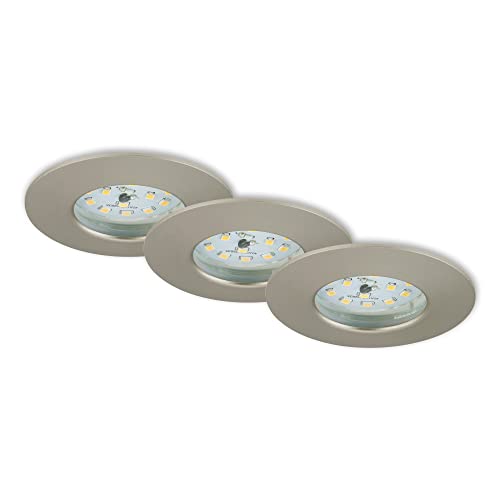 Briloner Leuchten 7231-032 LED Einbauleuchte, dimmbar, Einbaustrahler, LED Strahler, Spots, Deckenstrahler, Deckenspot, Lampen Wohnzimmer, LED Einbaustrahler 230v, Deckeneinbauleuchten, 5,5 Watt, 470 Lumen, Badezimmer / Bad geeignet IP44, energiesparend, 3er-Set, rund, matt-nickel Briloner Leuchten 7231-032 LED Einbauleuchte, dimmbar, Einbaustrahler, LED Strahler, Spots, Deckenstrahler, Deckenspot, Lampen Wohnzimmer, LED Einbaustrahler 230v, Deckeneinbauleuchten, 5,5 Watt, 470 Lumen, Badezimmer / Bad geeignet IP44, energiesparend, 3er-Set, rund, matt-nickel von Briloner Leuchten