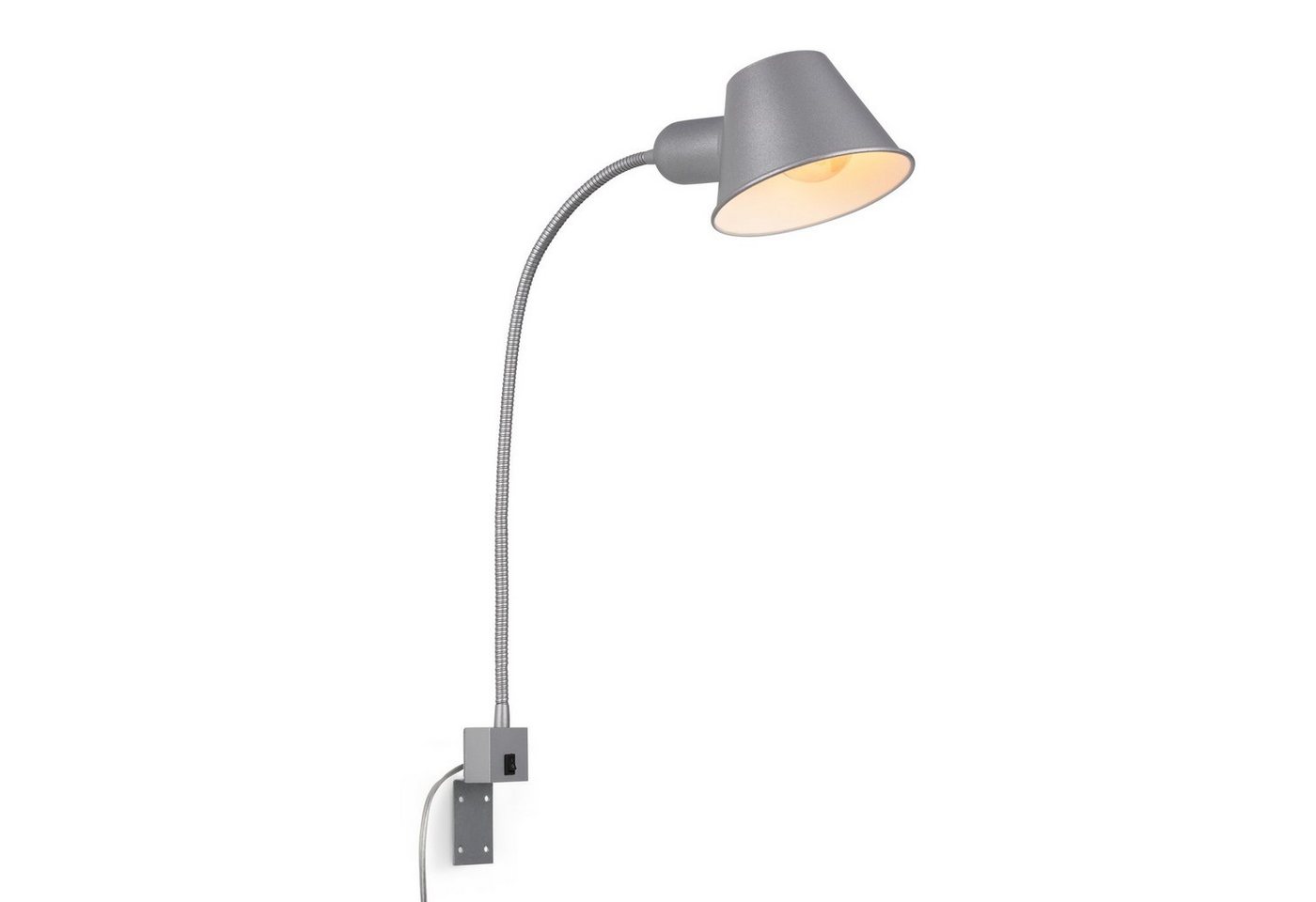 Briloner Leuchten Bettleuchte 2079-014, schwenkbar, An-/Ausschalter, versch. Befestigungsmöglichkeiten, ohne Leuchtmittel, Wandlampe, 63cm, Chrom-Matt, max.10W, E27, Innen, Wohnzimmer, Flur von Briloner Leuchten