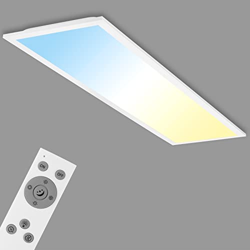 Briloner Leuchten Deckenlampe, LED Panel dimmbar, Farbtemperatursteuerung, inklusive Fernbedienung, 24W, 2.600 Lumen, Weiß, Kunststoff, 24 W, 1000x250x61mm (LxBxH) von BRILONER