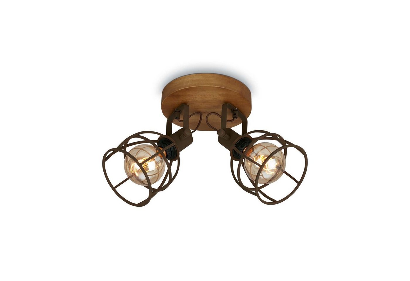 Briloner Leuchten Deckenspots 2670-024, 376, ohne Leuchtmittel, Warmweiß, Deckenlampe Vintage dreh- und schwenkbar dunkelbraun (2x E27 max. 25W) von Briloner Leuchten