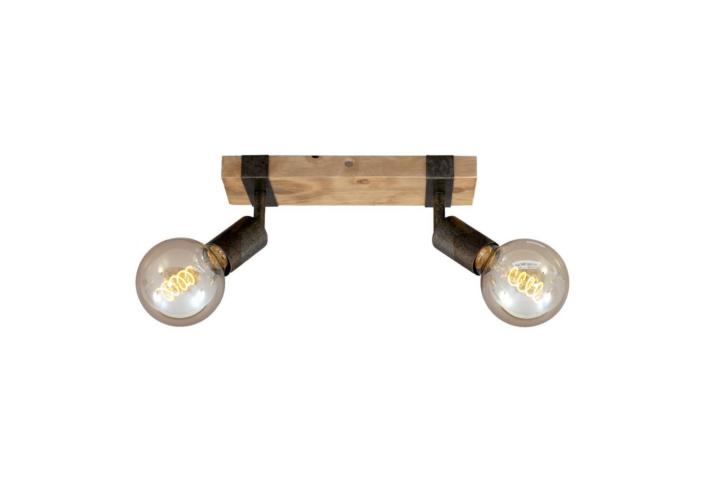 Briloner Leuchten Deckenspots 2900-021, schwenkbar, retro, Holz, ohne Leuchtmittel, Warmweiß, Deckenlampe, 28x10x9cm, Antik-Grau, max.25W, E27, Wohnzimmer, Flur von Briloner Leuchten