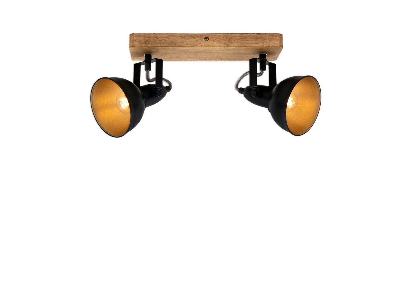 Briloner Leuchten Deckenspots 2901-025, schwenkbar, retro, Holz, ohne Leuchtmittel, Warmweiß, Deckenlampe, 28x11x15,7cm, Schwarz-Gold, max.25W, E14, Wohnzimmer von Briloner Leuchten