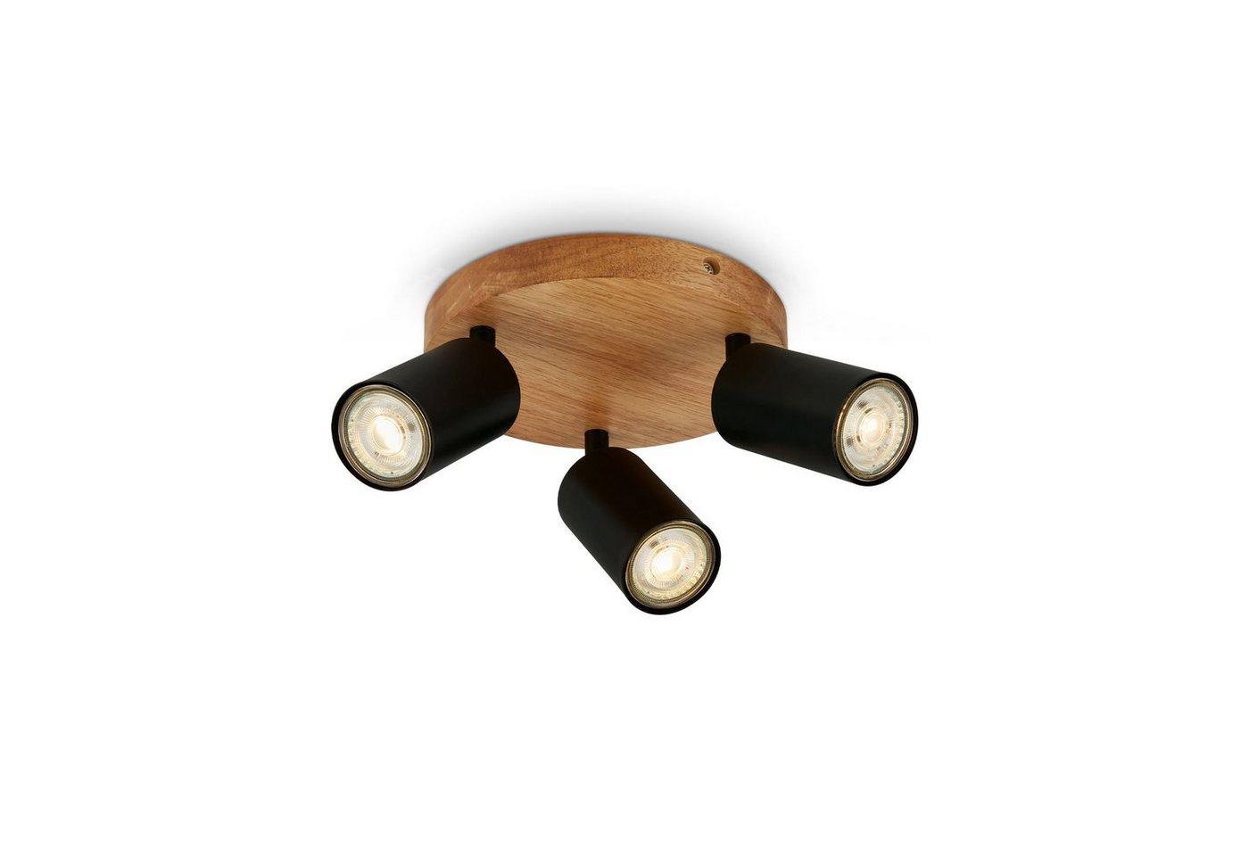 Briloner Leuchten Deckenspots 2922-035, schwenkbar, retro, Holz, ohne Leuchtmittel, Deckenlampe, 19x8,5cm, Schwarz, max.9W, GU10, Wohnzimmer, Flur, Küche von Briloner Leuchten