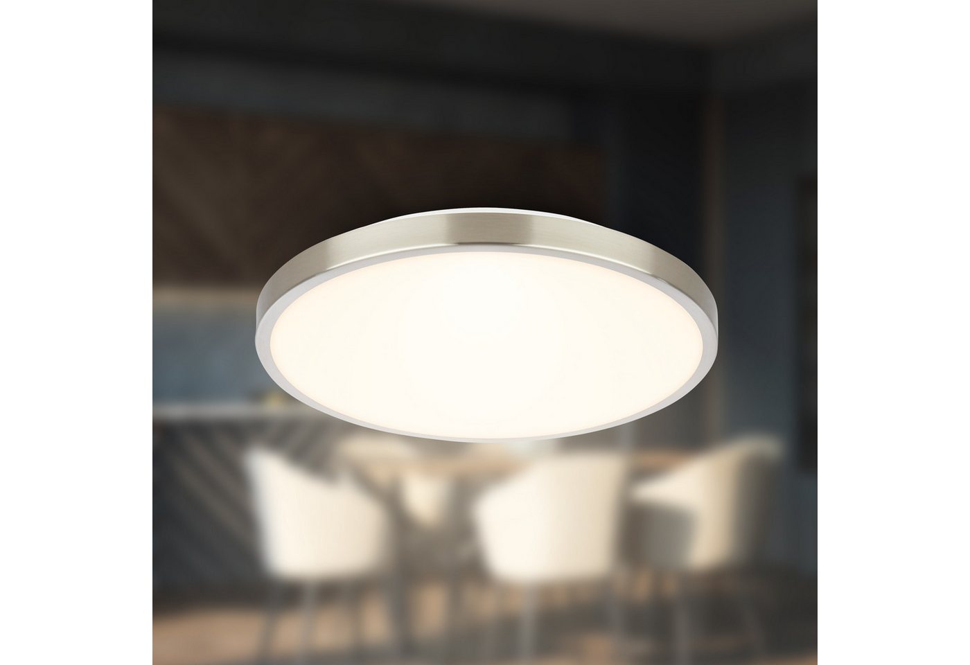 Briloner Leuchten Deckenleuchte LED Deckenlampe Panel Rund Warmweiß, LED fest integriert, 3000K, 24/33x6 cm Nickel-matt/Anthrazit/Weiß Wohnzimmer Schlafzimmer Küche Briloner Leuchten Deckenleuchte LED Deckenlampe Panel Rund Warmweiß, LED fest integriert, 3000K, 24/33x6 cm Nickel-matt/Anthrazit/Weiß Wohnzimmer Schlafzimmer Küche von Briloner Leuchten