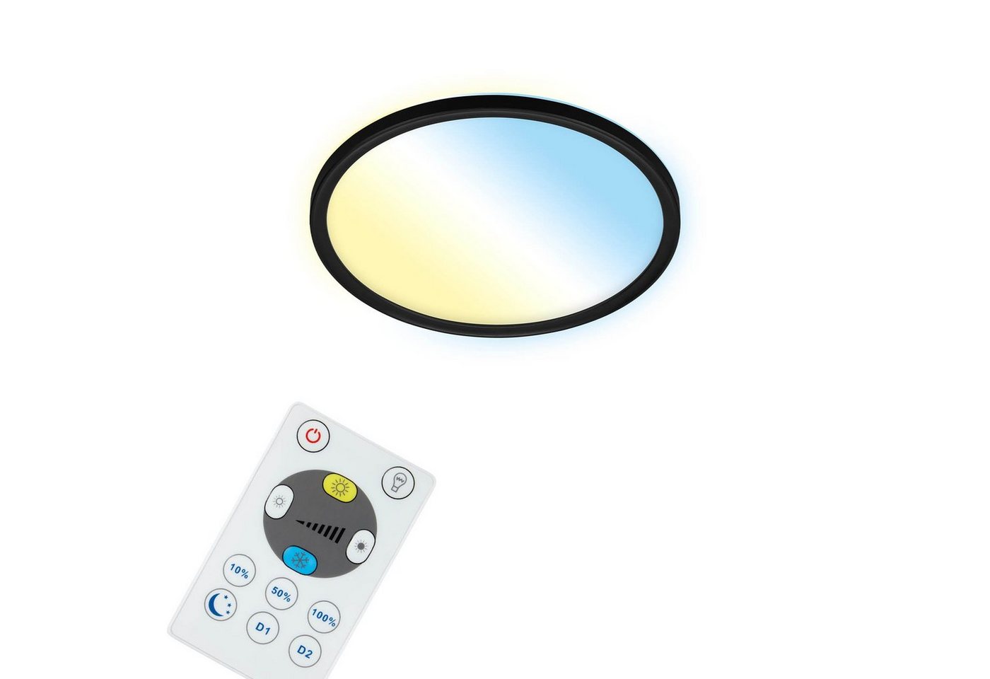 Briloner Leuchten LED Panel 7058-015, Wifi, Appsteuerung, Sprachsteuerung, Fernbedienung, dimmbar, indirektes Licht, ultraflach, LED fest verbaut, Kaltweiß, Neutralweiß, Tageslichtweiß, Warmweiß, Smarte Deckenlampe, 29,3x2,5cm, Schwarz, 18W, Wohnzimmer, Flur, Büro von Briloner Leuchten