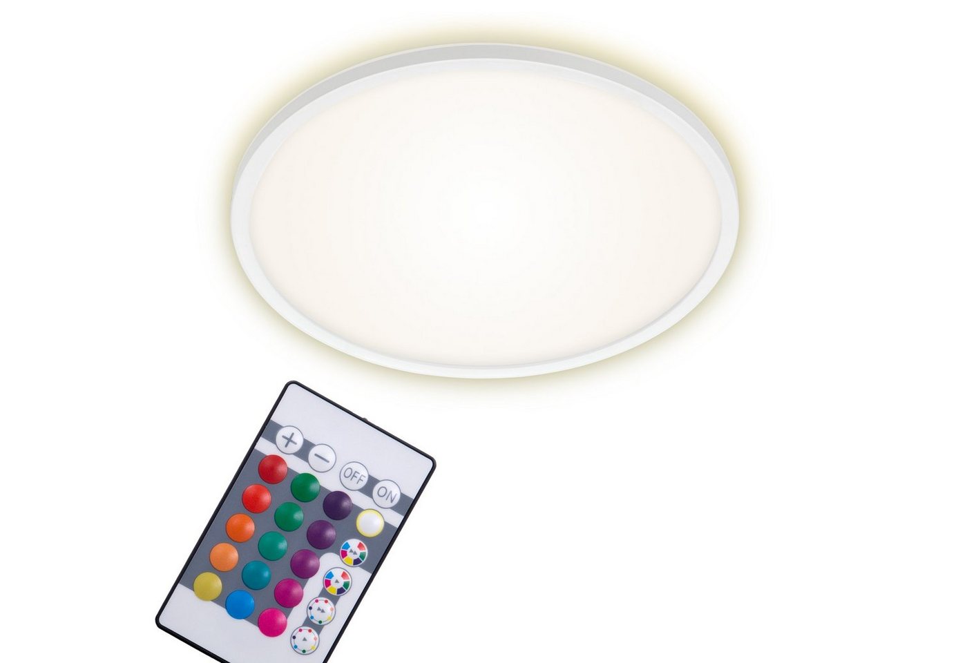 Briloner Leuchten LED Panel 7094-416, dimmbar, Fernbedienung, ultraflach, indirektes Licht, LED fest verbaut, Neutralweiß, Farbwechsler, Kaltweiß, Tageslichtweiß, Warmweiß, Deckenlampe, 42x2,8cm, Weiß, 22W, Wohnzimmer, Schlafzimmer, Küche von Briloner Leuchten