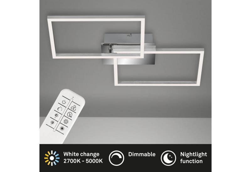 Briloner Leuchten Deckenleuchte LED Deckenlampe CCT stufenlos dimmbar Fernbedienung, LED fest integriert, 2700K - Extra - Warmweiß, CCT, stufenlos dimmbar, Fernbedienung, Nacht-/Timerfunktion von Briloner Leuchten