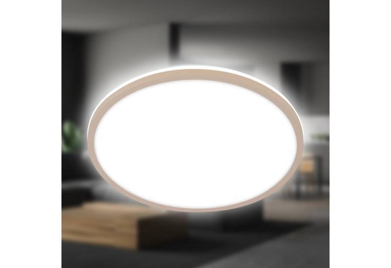 Briloner Leuchten Deckenleuchte LED Deckenlampe Extra-Warmweiß Backlighteffekt IP20, LED fest integriert, 2700K - Extra - Warmweiß, mit Backlighteffekt, IP20, silber, 28 cm von Briloner Leuchten