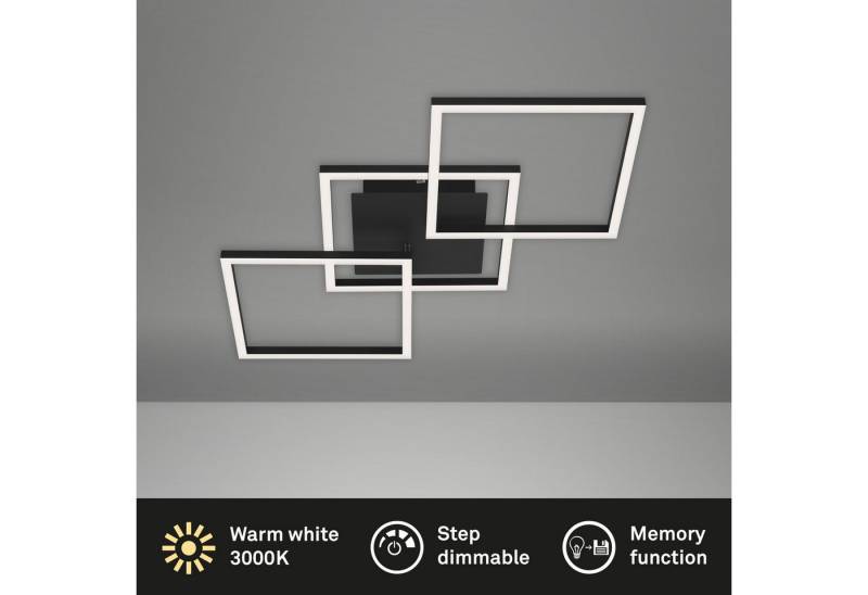 Briloner Leuchten Deckenleuchte LED Deckenlampe Extra-Warmweiß Wohnzimmer Schlafzimmer, LED fest integriert, 2700K - Extra - Warmweiß, Deckenlampe, 75x47x7,3cm, Schwarz, 48W, Wohnzimmer, Schlafzimmer von Briloner Leuchten