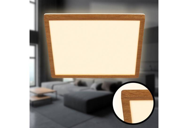Briloner Leuchten Deckenleuchte LED Deckenlampe Extra-Warmweiß Wohnzimmer Schlafzimmer Küche, LED fest integriert, 2700K - Extra - Warmweiß, LED Deckenlampe 29,3x3cm Holzfarbig 18W Wohnzimmer Schlafzimmer Küche von Briloner Leuchten