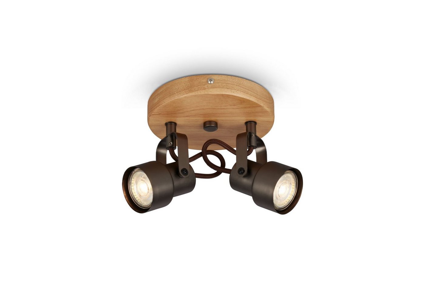 Briloner Leuchten LED Deckenspots 2872-025R, schwenkbar, retro, Holz, LED wechselbar, Warmweiß, Deckenlampe, 15,9x12,7cm, Antik-Grau, 5W, GU10, Wohnzimmer, Flur von Briloner Leuchten