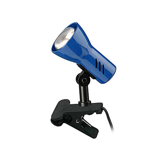 BRILONER - Schreibtischlampe mit Kabelschalter, schwenkbar, E14 Fassung, max. 40 Watt, Klemmlampe, Klemmleuchte, Nachttischlampe, Leselicht Kinder, Bürolampe, Leselampe Bett, 6,5x11,5x10,8 cm, Blau von BRILONER