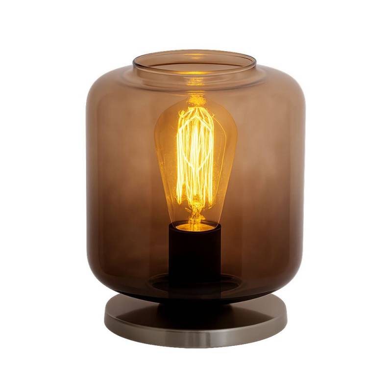 Briloner Leuchten Tischleuchte, Leuchtmittel nicht inklusive, Tischlampe Glas braun Nachttischleuchte Vintage von Briloner Leuchten