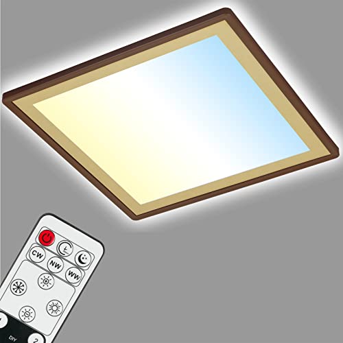 BRILONER Leuchten - LED Deckenlampe mit Backlighteffekt, Slim LED Deckenleuchte CCT, Ultra Flach, Dimmbar, Fernbedienung, 420x420x29 mm, Braun-Gold von BRILONER