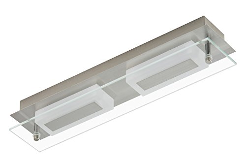 Briloner Leuchten LED Deckenleuchte, 2 x 6 W, 500 lm, matt-nickel 3550-022, 2er rechteckig von BRILONER