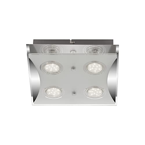 BRILONER LED Deckenleuchte, Deckenlampe, Deckenstrahler, Spots, Wohnzimmer, Deckenbeleuchtung, Deckenleuchte Schlafzimmer-Kinderzimmer, Wohnzimmerleuchte, 4xLED, GU10, 3 W, 250 Lumen, eckig, chrom von BRILONER