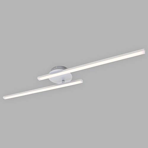 Briloner Leuchten LED Deckenleuchte, Deckenlampe 2-flammig, 1.400 Lumen, 3.000 Kelvin (warmweiß), 18 Watt, Aluminiumfarbig, 782x120x61mm (LxBxH) von BRILONER