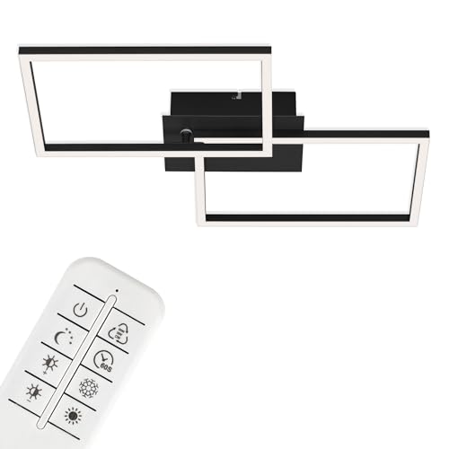 BRILONER - LED Deckenlampe mit Fernbedienung, dimmbar, einstellbar von warmweiß bis neutralweiß, Lampe, LED Deckenleuchte, Wohnzimmerlampe, Schlafzimmerlampe, Küchenlampe, 50x38,8x7,8 cm, Schwarz von BRILONER
