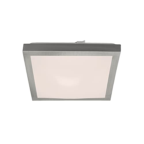 BRILONER - LED Deckenlampe mit indirektem Licht, warmweiße Lichtfarbe, 12 Watt, 1200 Lumen, LED Lampe, LED Deckenleuchte, Wohnzimmerlampe, Schlafzimmerlampe, Küchenlampe, 27x27x8,5 cm, Matt-Nickel von BRILONER