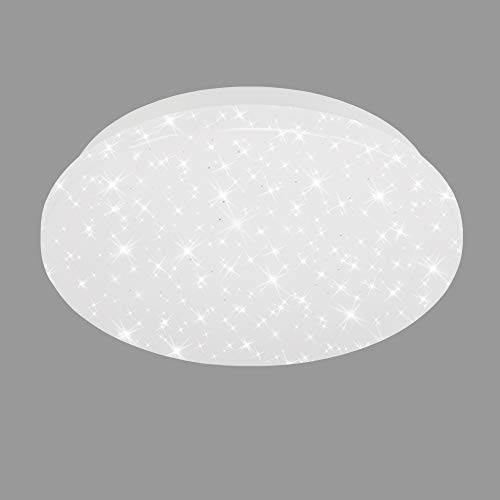 Briloner Leuchten LED Deckenleuchte, Deckenlampe mit Sternendekor, 8 Watt, 900 Lumen, 4.000 Kelvin, Weiß, Rund, Ø 22cm von BRILONER