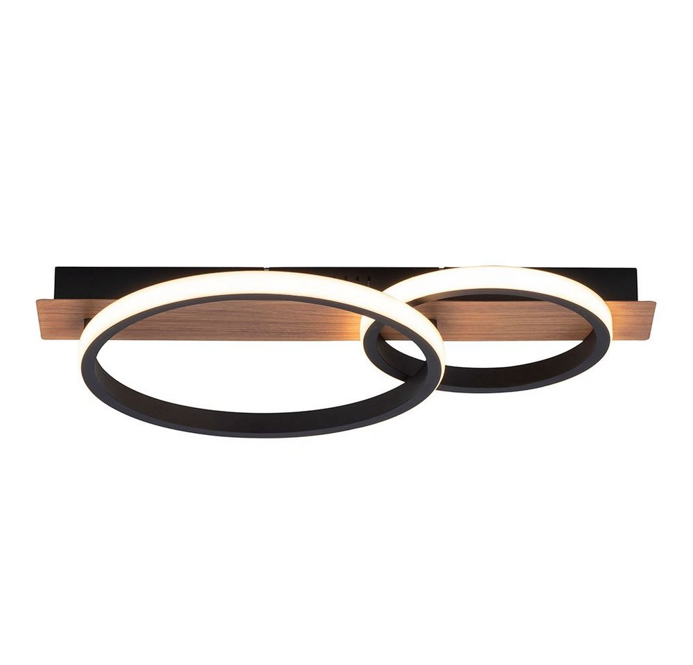 JUST LIGHT LED Deckenleuchte, LED-Leuchtmittel fest verbaut, Warmweiß, Holz Deckenleuchte Deckenlampe Metall schwarz LED von JUST LIGHT