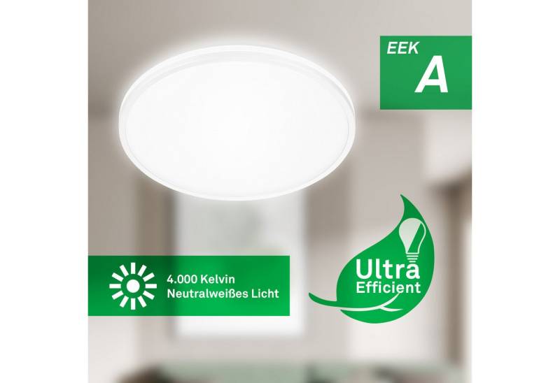 Briloner Leuchten LED Deckenleuchte 3836016, LED fest integriert, 2700K - Extra-Warmweiß, LED Deckenlampe 33x6cm Weiß 8,5W 1800lm Wohnzimmer Schlafzimmer Küche von Briloner Leuchten