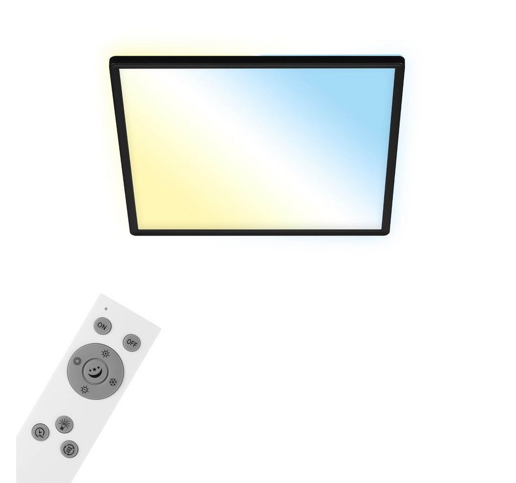 Briloner Leuchten LED Deckenleuchte 7060-015, Bluetooth, LED fest integriert, 2700K - Extra-Warmweiß, Smarte Deckenlampe, 42x42x2,5cm, Schwarz, 22W, Wohnzimmer, Flur, Büro von Briloner Leuchten