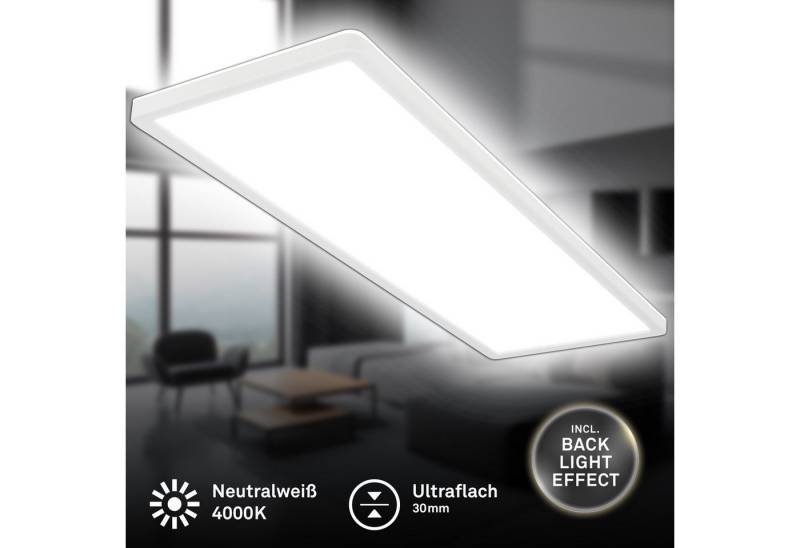 Briloner Leuchten LED Deckenleuchte Deckenlampe Panel Backlight-Effekt SLIM Ultraflach, LED fest integriert, LED wechselbar, 4000K, Verschiedene Ausführungen, Schwarz/Weiß Wohnzimmer Schlafzimmer Küche von Briloner Leuchten