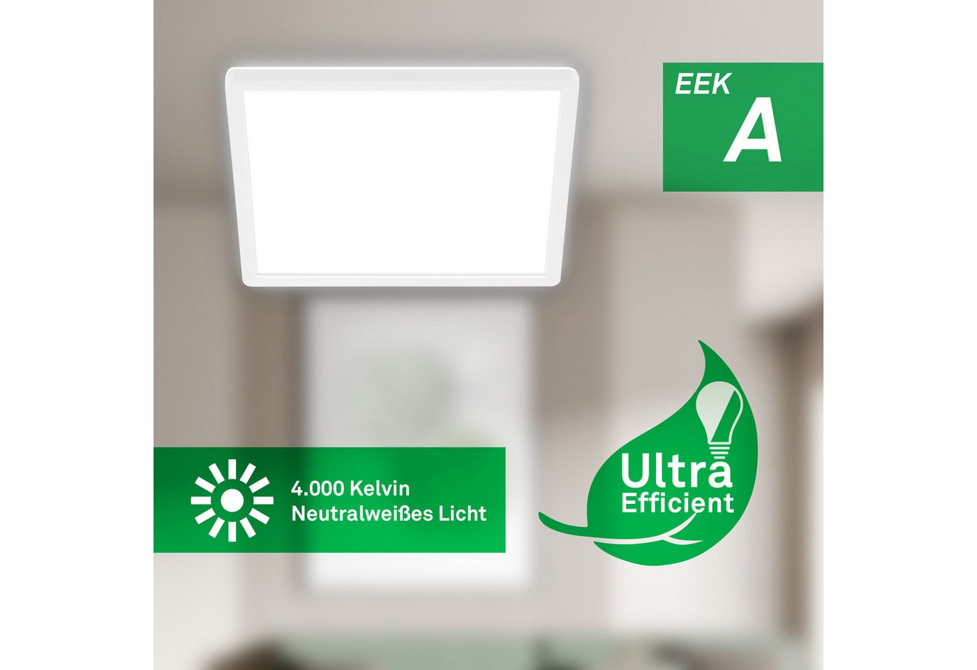 Briloner Leuchten LED Deckenleuchte Deckenlampe Panel Backlight-Effekt SLIM Ultraflach EEK, Energieeffizient, LED fest integriert, LED wechselbar, 4000K, Verschiedene Ausführungen, Schwarz/Weiß Wohnzimmer Schlafzimmer Küche Briloner Leuchten LED Deckenleuchte Deckenlampe Panel Backlight-Effekt SLIM Ultraflach EEK, Energieeffizient, LED fest integriert, LED wechselbar, 4000K, Verschiedene Ausführungen, Schwarz/Weiß Wohnzimmer Schlafzimmer Küche von Briloner Leuchten