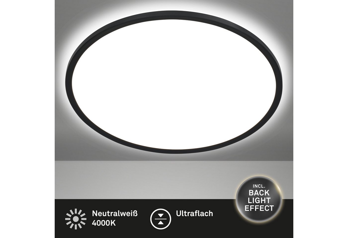 Briloner Leuchten LED Deckenleuchte Deckenlampe Panel Backlight-Effekt SLIM Ultraflach EEK, Standard, LED fest integriert, LED wechselbar, 4000K, Verschiedene Ausführungen, Schwarz/Weiß Wohnzimmer Schlafzimmer Küche Briloner Leuchten LED Deckenleuchte Deckenlampe Panel Backlight-Effekt SLIM Ultraflach EEK, Standard, LED fest integriert, LED wechselbar, 4000K, Verschiedene Ausführungen, Schwarz/Weiß Wohnzimmer Schlafzimmer Küche von Briloner Leuchten