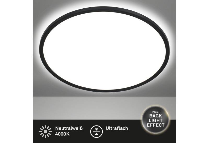 Briloner Leuchten LED Deckenleuchte Deckenlampe Panel Backlight-Effekt SLIM Ultraflach EEK, Standard, LED fest integriert, LED wechselbar, 4000K, Verschiedene Ausführungen, Schwarz/Weiß Wohnzimmer Schlafzimmer Küche von Briloner Leuchten