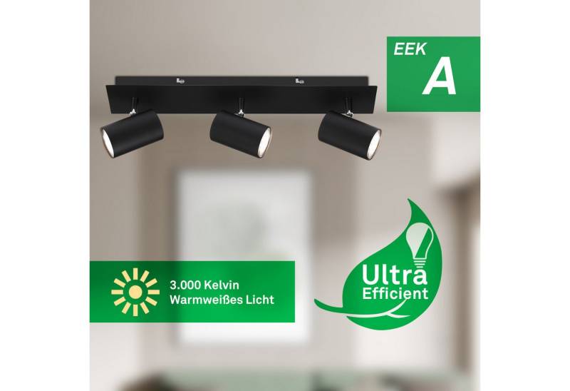 Briloner Leuchten LED Deckenleuchte EEK A LED Deckenlampe Wandlampe schwenkbar Weiß Schwarz, LED wechselbar, 3000K, Innen Schwarz Weiß 2 W 450 lm GU10 Bettlampe Flur 1-3-flammig von Briloner Leuchten