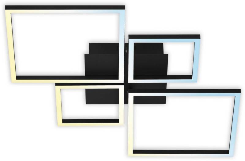 Briloner Leuchten LED Deckenleuchte 3093018 FRAME, CCT - über Fernbedienung, Farbwechsel, Nachtlichtfunktion, Timerfunktion, LED fest integriert, Kaltweiß, Neutralweiß, Tageslichtweiß, Warmweiß, Deckenlampe, 75x46,7x7,5cm, Chrom-Alu, Wohnzimmer, Schlafzimmer von Briloner Leuchten
