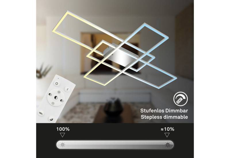 Briloner Leuchten LED Deckenleuchte LED Deckenlampe Frame CCT Fernbedienung, LED fest integriert, 2700K, LED Deckenlampe 104x71x9,5cm 42W Wohnzimmer Schlafzimmer Flur von Briloner Leuchten