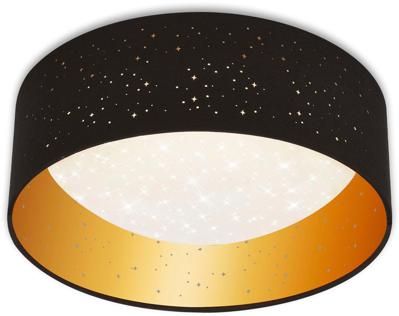 Briloner Leuchten LED Deckenleuchte LED Stoff-Deckenleuchte mit Sternendekor, schwarz-gold, 1xLED/12W von Briloner Leuchten