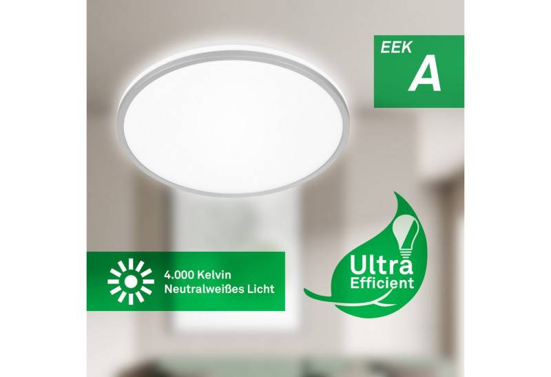 Briloner Leuchten LED Deckenleuchte Panel ultraflach Energieeffizienz A, LED fest integriert, 4000K, 33x6cm, 8,5W, 1800lm von Briloner Leuchten